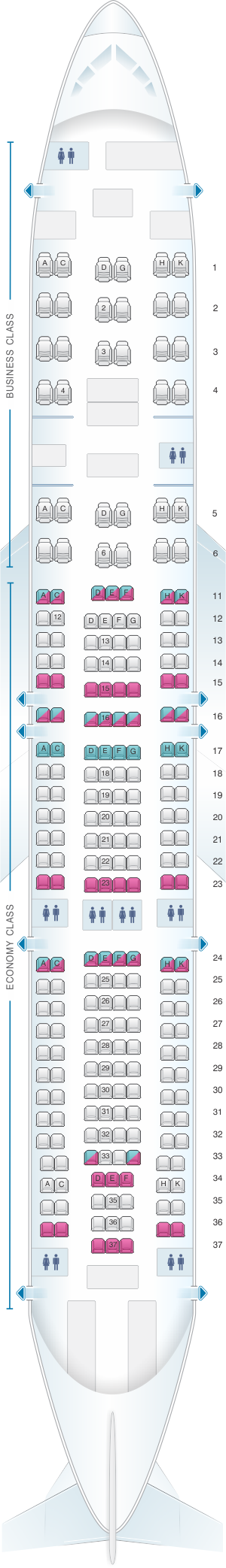 Seat Map Aeroflot Russian Airlines Airbus A330 200 Hawaiian Airlines