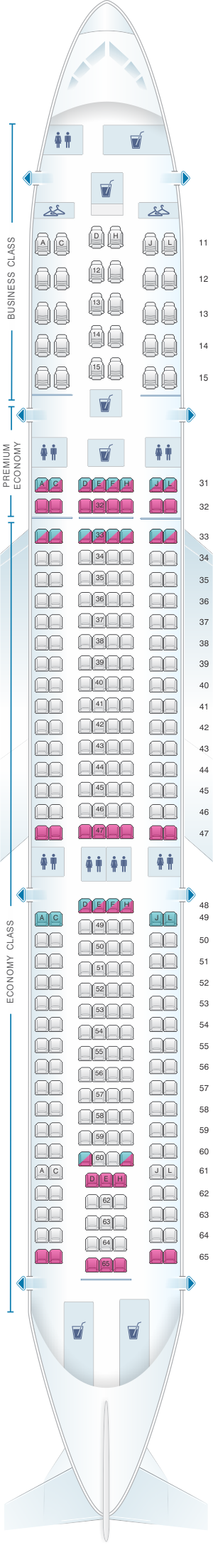 Seat Map Air China Airbus A330 300 301pax