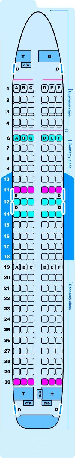 Air Canada Airbus A320 Seat Map