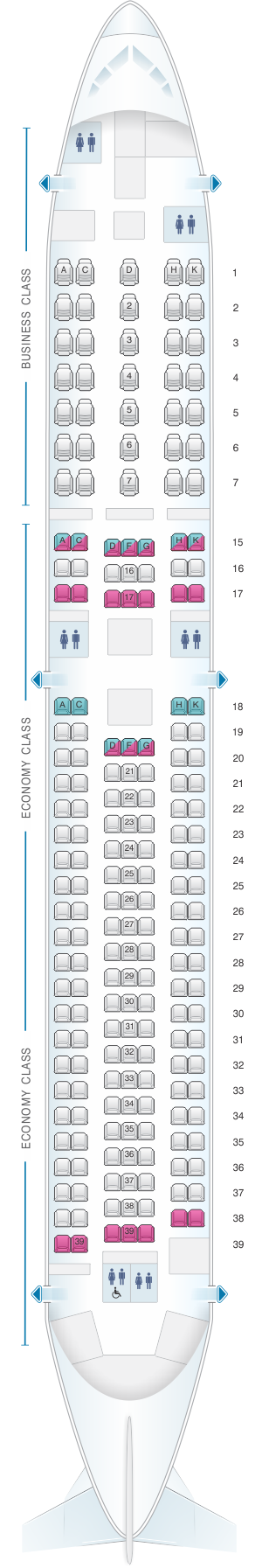 Seat Map Ana All Nippon Airways Boeing B767 300er 202pax