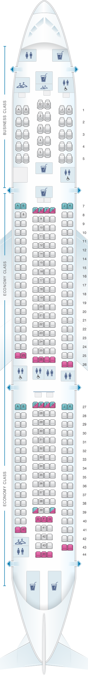 Airbus A330-300 Seat Map