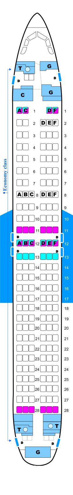 Seat map for Malev Hungarian Airlines Boeing B737 800NG Config. 1