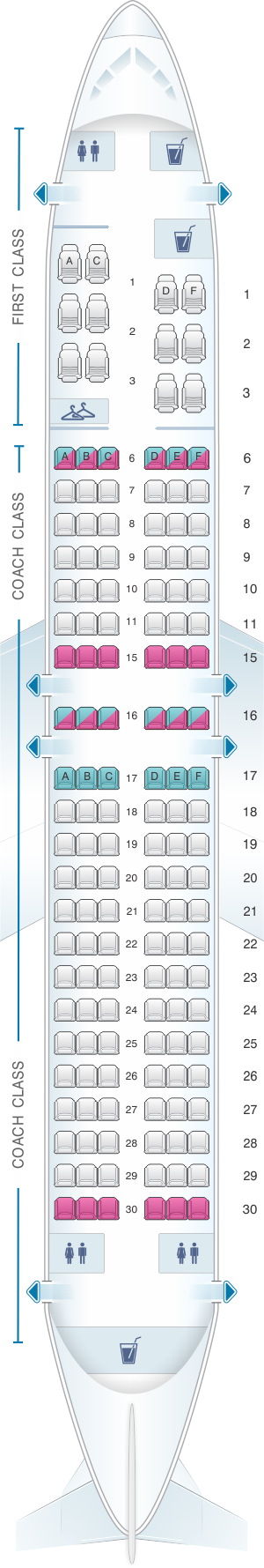 Seat map for Alaska Airlines - Horizon Air Boeing B737 400