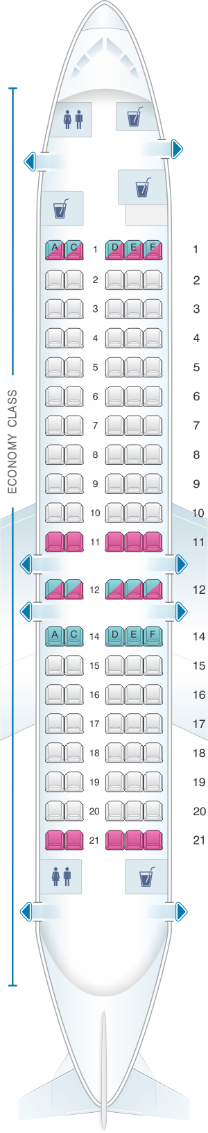 Seat map for Moldavian Airlines Fokker-100