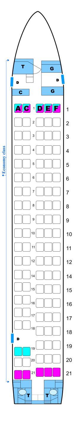 Seat map for OLT Express Fokker100