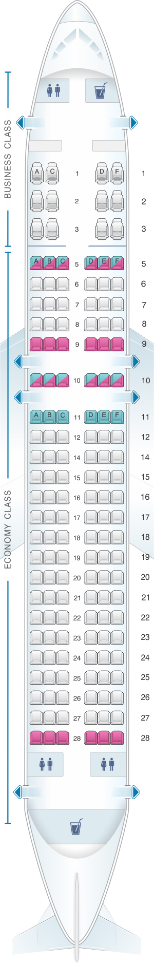 Seat map for SilkAir Airbus A320 200