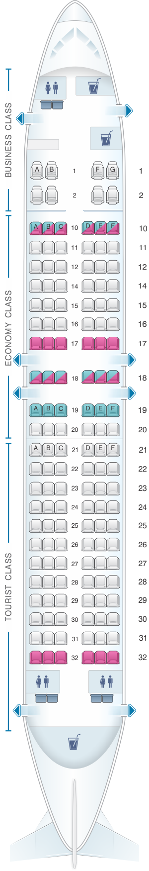 Seat map for Transaero Airlines Boeing B737 400