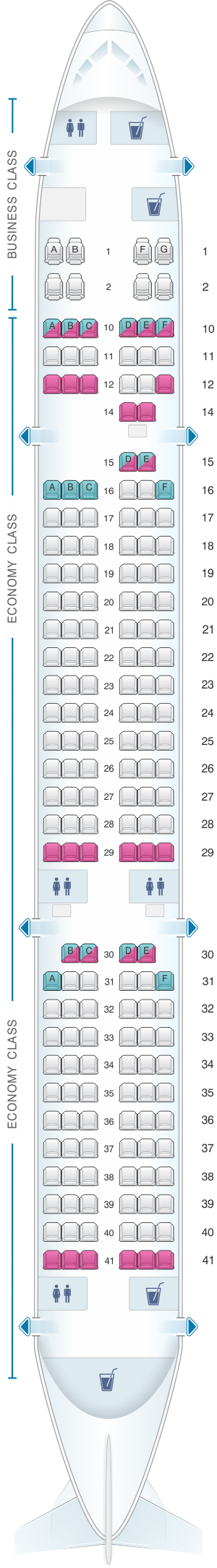 Seat map for Transaero Airlines Tupolev 214