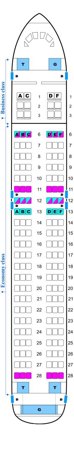 Seat map for Vladivostok Air Airbus A320