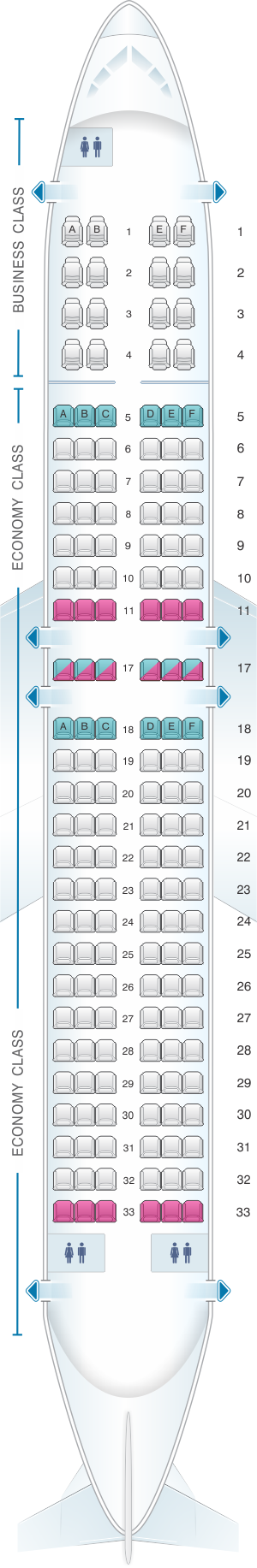 Seat map for Copa Airlines Boeing B737 800A