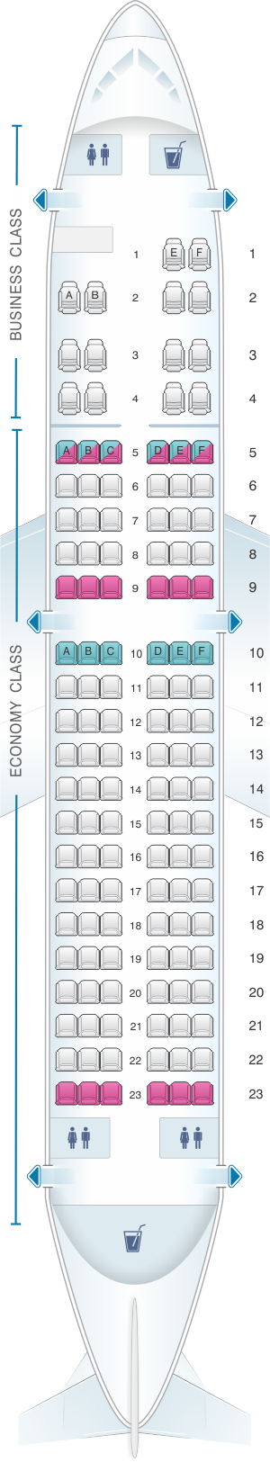 Seat map for Csa Czech Airlines Airbus A319 100