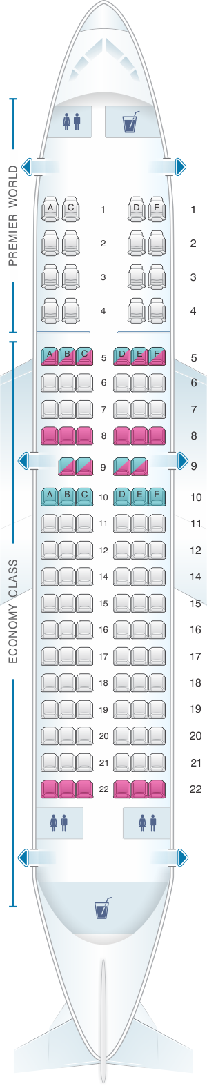 Seat map for Kenya Airways Boeing B737 300