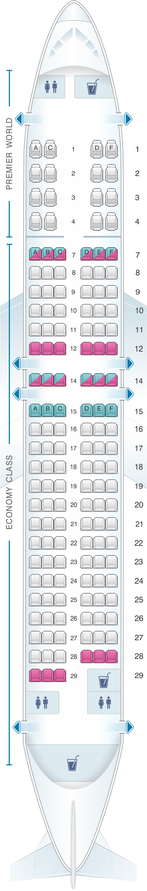 Seat map for Kenya Airways Boeing B737 800