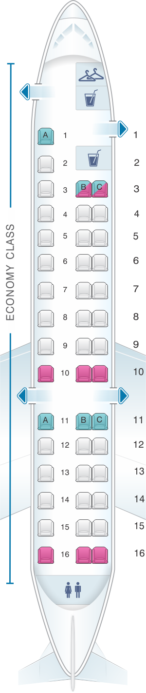 Seat map for American Airlines Embraer ERJ 140