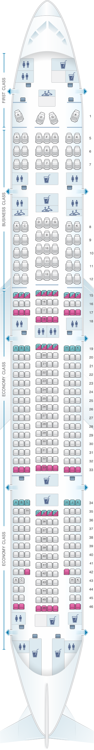 Seat map for LATAM Airlines Brasil Boeing B777 300ER V1