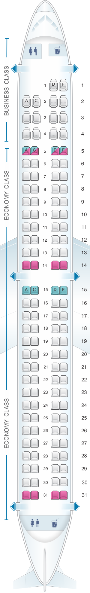 Seat map for Air Europa Embraer 195