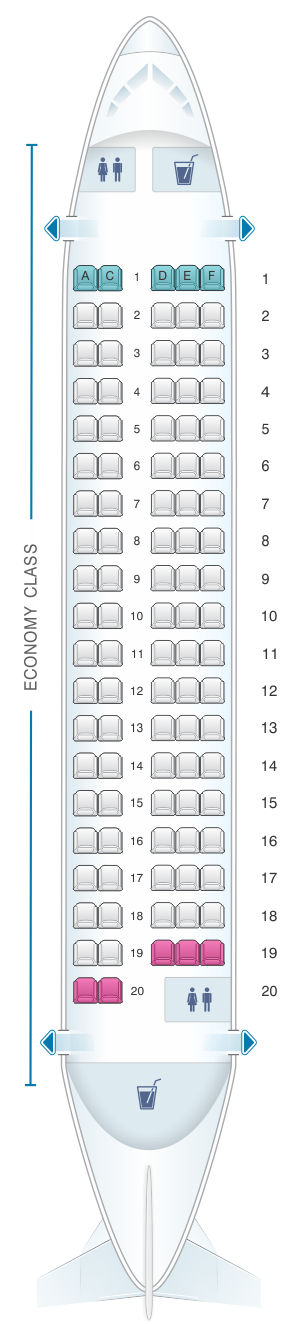 Seat map for Brussels Airlines Avro RJ100