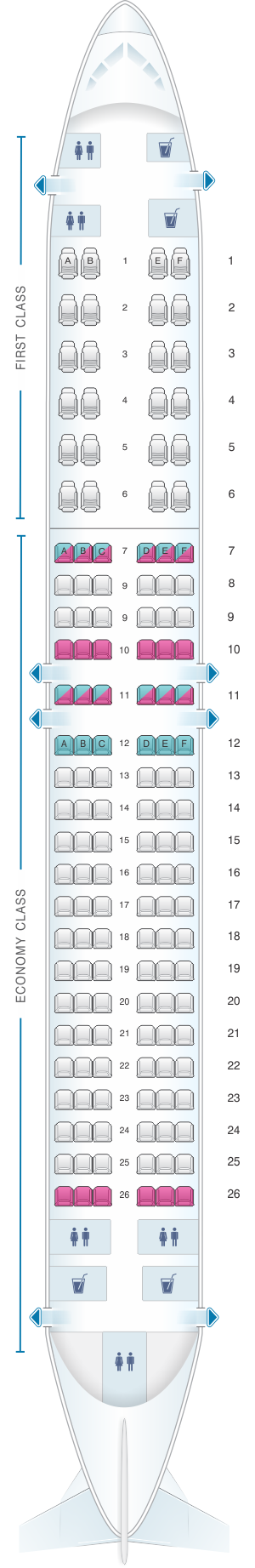 Seat map for Air Algerie Boeing B737-800 config 2