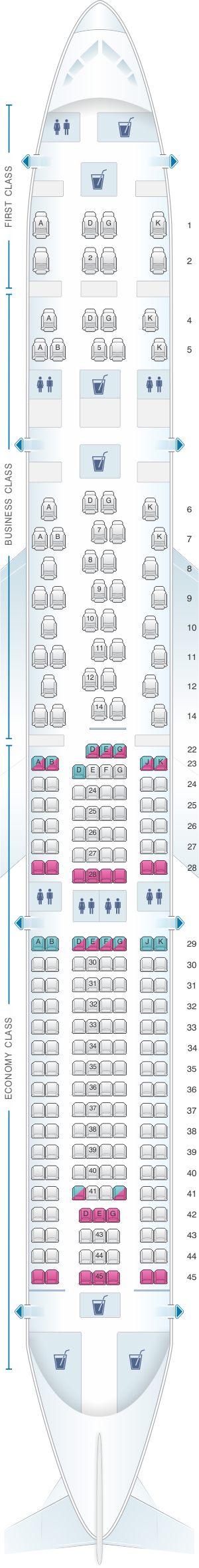 Seat map for SWISS Airbus A330 300