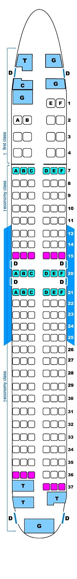 Seat map for Continental Airlines Boeing B737 800 (14/141)