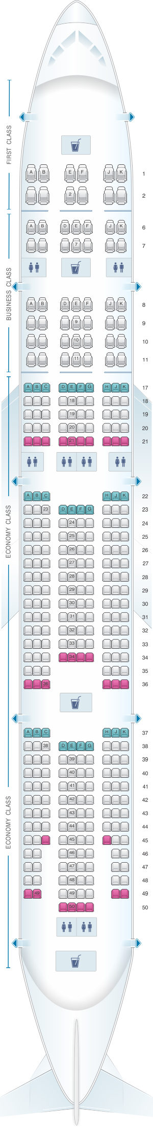 Seat map for Emirates Boeing B777 300