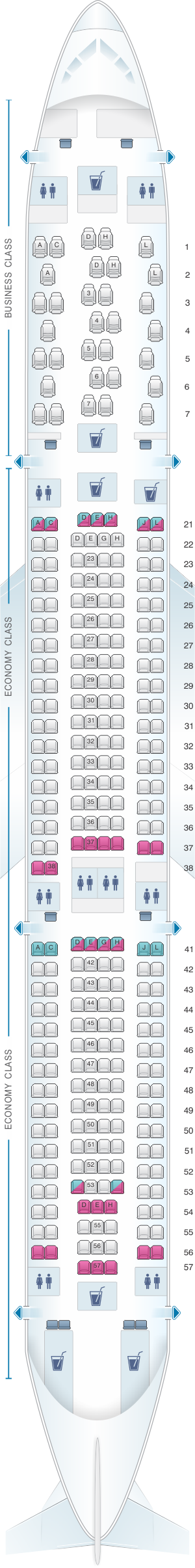 Seat map for Finnair Airbus A330 300 297PAX