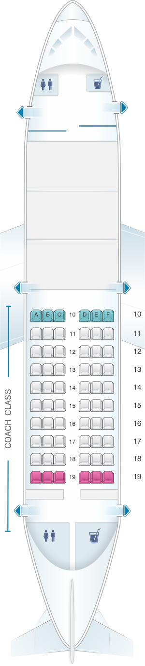 Seat map for Air Inuit Boeing B737 200C 60pax Combi