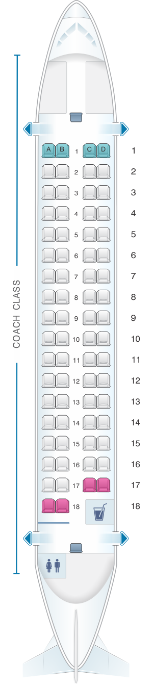 Seat map for Air Mandalay ATR 72