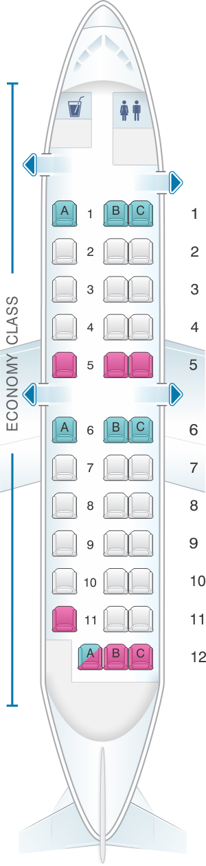 Seat map for Japan Airlines (JAL) SAAB 340B P01
