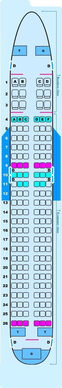 Seat map for Airbus A320 200