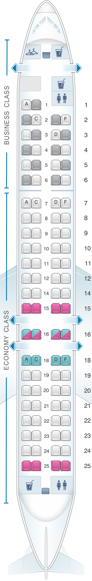 Seat map for Lufthansa Bombardier Canadair CRJ 900