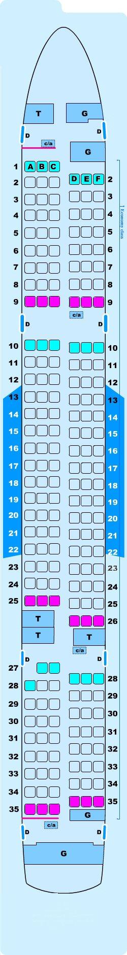 Seat map for Boeing B757 200