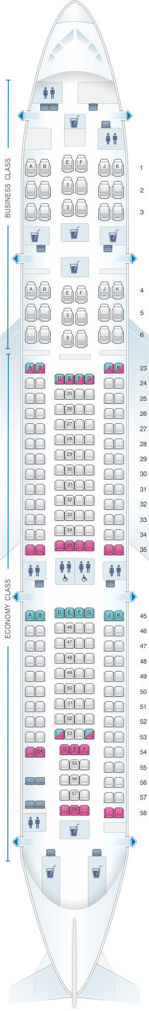 Seat Map Qantas Airways Airbus A330 200