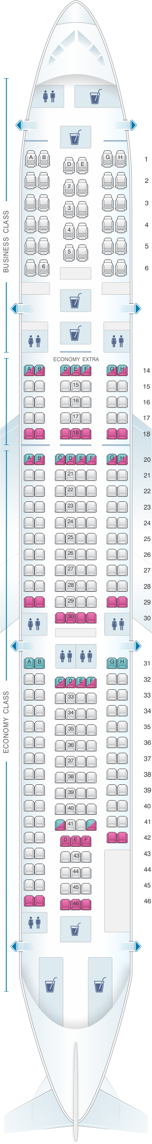 Seat Map Scandinavian Airlines Sas Airbus A330 300