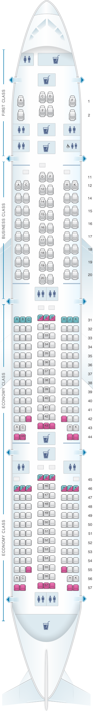Seat map for Singapore Airlines Boeing B777 300