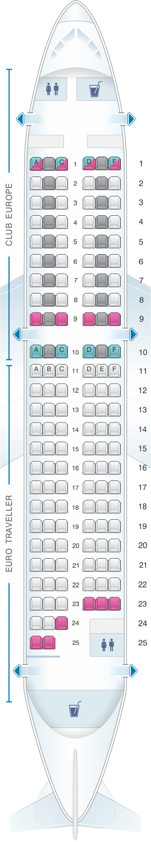 Seat Map British Airways Airbus A319 European Layout | SeatMaestro