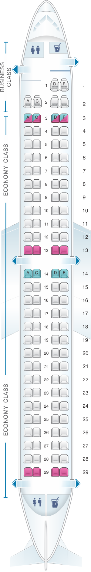 Seat map for Air Moldova Embraer 190