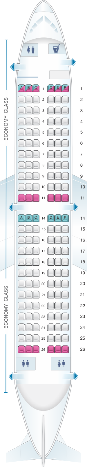 Seat map for Corendon Airlines Boeing B737 300