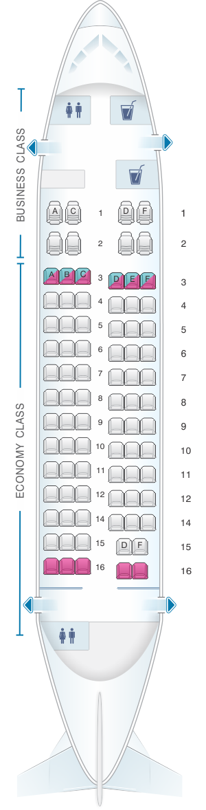 Seat map for Bulgaria Air BAE 146 200 84pax