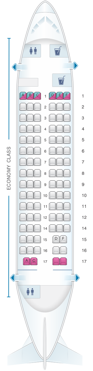 Seat map for Bulgaria Air BAE 146 200 90pax