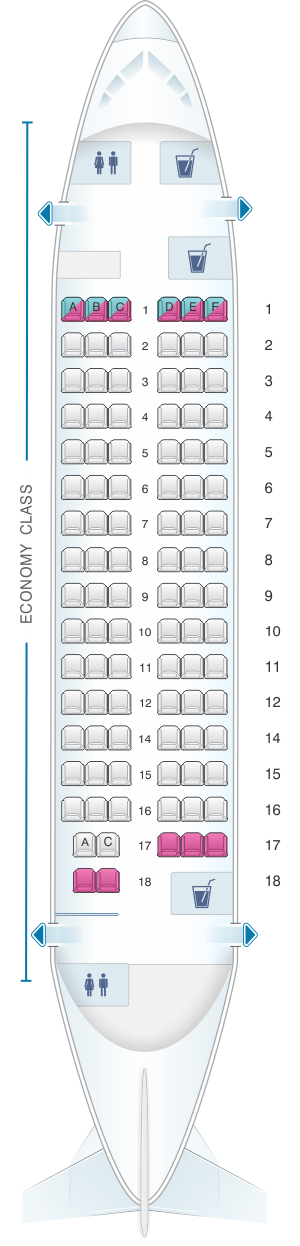 Seat map for Bulgaria Air BAE 146 200 97pax