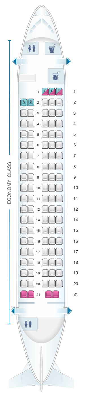 Seat map for Bulgaria Air BAE 146 300 97pax