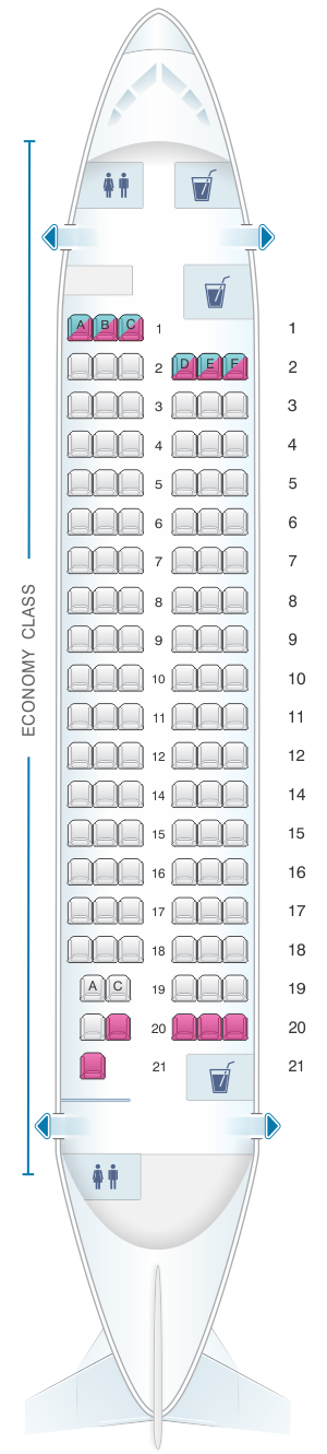 Seat map for Bulgaria Air BAE 146 300 110pax