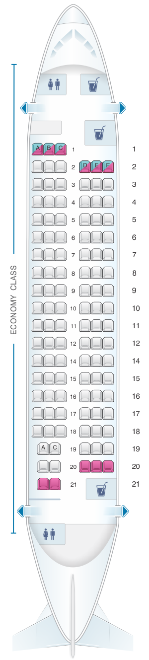 Seat map for Bulgaria Air BAE 146 300 111pax