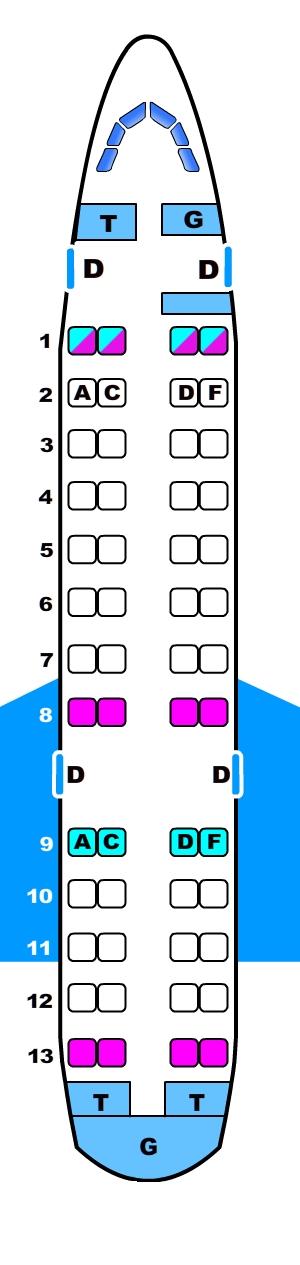 Seat map for Fokker 100 VIP