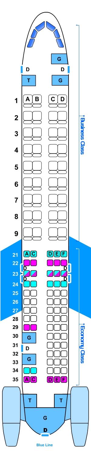 Seat map for McDonell Douglas MD 83 106pax
