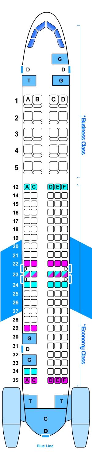 Seat map for McDonell Douglas MD 83 130pax