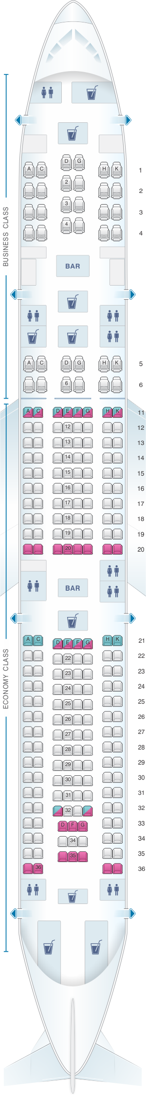 Airbus A340 Jet Seating Chart