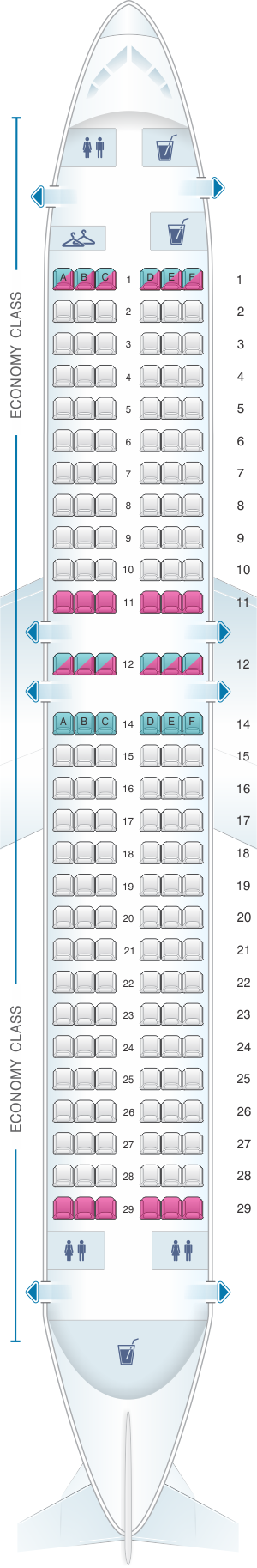 Seat map for Blue Panorama Boeing B737 400