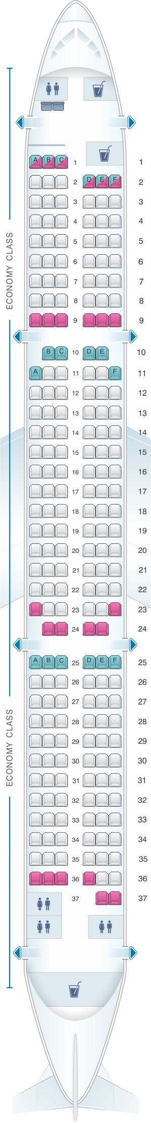 Seat map for Novair Airbus A321 200